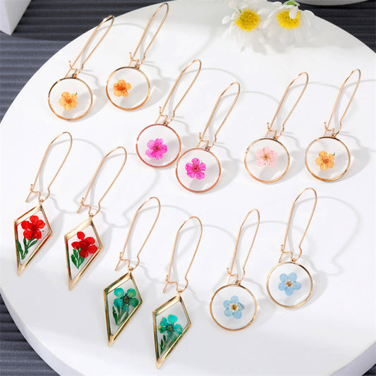 Creative Dried Flowers Ear Ring Simple Preserved Fresh Flower Eardrops