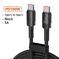 Aluminum Alloy Data Cable PD100W Quick Charge Cable USB Charging Cable