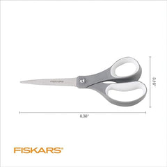 Fiskars Softgrip Contoured Performance Scissors All Purpose - Stainless Steel - 8" - Fabric Scissors for Office, Arts, and Crafts- Grey