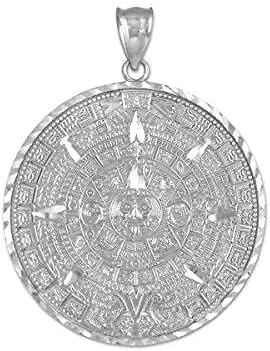 .925 Sterling Silber Azteken-Maya-Kalender-Anhänger-Charm – Größe wählbar