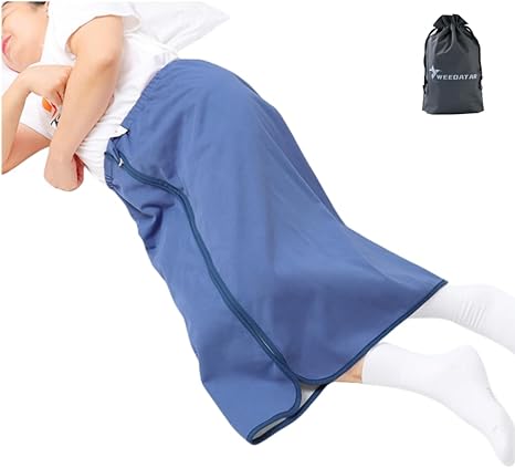 WEEOATAR Wearable Adult Diaper Cover,Leakproof Incontinence Mattress,Reusable Uroclepsia Diaper,Incontinence Bed Pads with Zipper for Adults,Elderly,Children Waist:22.8-39.3in(Dark Blue,L)