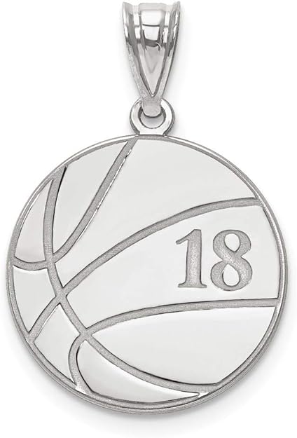 14-karätiges Weißgold Basketball, personalisierbar, gravierbarer Charm-Anhänger, Schmuck, Geschenke für Frauen oder Männer (Länge 1,8 cm, Breite 1,8 cm)