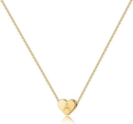 Turandoss Valentinstagsgeschenke für Kinder und Mädchen – 14 Karat Gold gefüllte Herz-Anhänger-Buchstaben-Alphabet-Halskette, kleine Initialen-Halsketten für Mädchen, Geschenke, Herz-Buchstaben-Initial-Halskette, Valentinstagsgeschenke