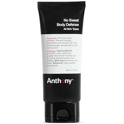 Anthony No Sweat Body Defense Deodorant für Männer – Creme-zu-Puder-Lotion gegen Scheuern und Juckreiz zur Schweiß- und Körpergeruchskontrolle – 3 Fl Oz