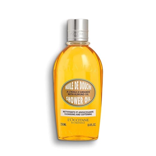 L'Occitane Cleansing & Softening Almond Shower Oil, Oil-to-Milky Lather, Softer Skin, Smooth Skin, Cleanse Without Drying, With Almond Oil