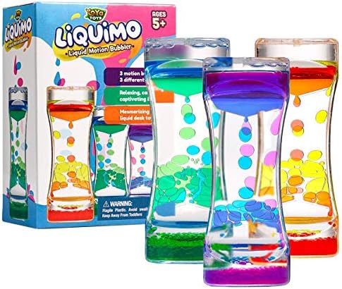 YoYa Toys Liquimo - Burbuja de movimiento líquido calmante - Paquete de 3 - Botellas sensoriales para niños y adultos - Temporizador de burbujas de agua con reloj de arena - Juego de agua de mano - Juguetes sensoriales para niños autistas 