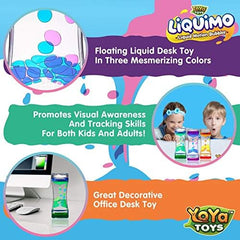 YoYa Toys Liquimo - Burbuja de movimiento líquido calmante - Paquete de 3 - Botellas sensoriales para niños y adultos - Temporizador de burbujas de agua con reloj de arena - Juego de agua de mano - Juguetes sensoriales para niños autistas 