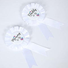 HAPPYLAND Gender Reveal Decorations Sash and Tinplate Badge Mommy to Be and Daddy to Be Baby Shower