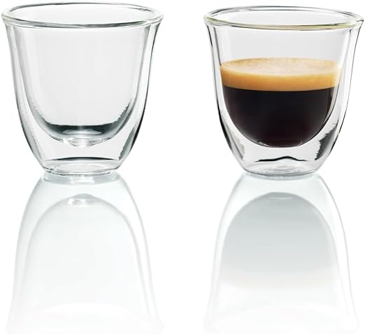 De'Longhi DeLonghi doppelwandige Thermo-Espressogläser, 2er-Set, normal, klar, 90 Milliliter 