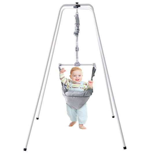 VEVOR Saltador para Bebé con Soporte, Gorilas para Bebés de Carga Fuerte de 35 Libras, Saltador para Bebés de Altura Ajustable para Más de 3 Meses, Saltador para Interiores/Exteriores de Plegado Rápido, Regalos para Bebés