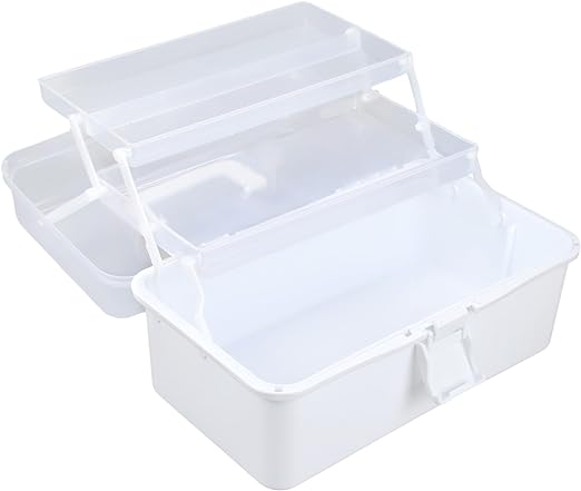 Uxwuy Art & Craft Storage Box Craft Case Craft Carrying Case Sewing Box Organizer Plastic Tool Box with Handle Art Supply Box Art Bin 3-layer Stackable Art Box Medicine Box