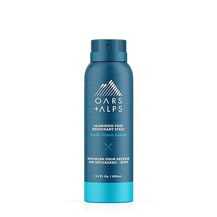 Oars + Alps Spray Deodorant für Männer und Frauen, natürliches aluminiumfreies Deodorant und Ganzkörperspray, Fresh Ocean Splash 