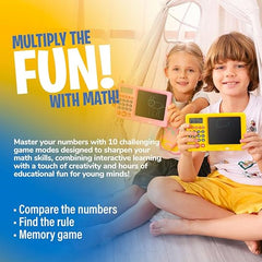 CoolToys Number Genius – Interaktives elektronisches Mathe-Spiel mit Skizzenblock – pädagogische Mathe-Lernspiele für Kinder: Addition, Subtraktion, Multiplikation, Division, Zahlenvergleich und Logik – Gelb 