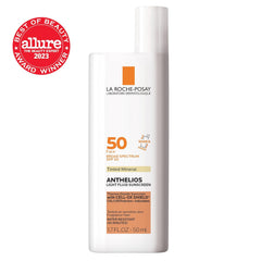 La Roche-Posay Anthelios Protector solar con color SPF 50 | Protector solar mineral fluido ultraligero para rostro con dióxido de titanio | Probado con piel sensible | Sin aceite | Protector solar tamaño viaje 1.7 onzas líquidas 