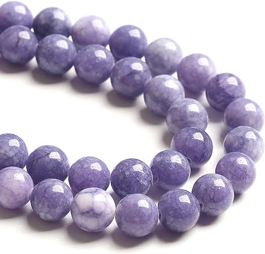 6MM 60PCS Lavender Purple Chalcedony Stone Loose Beads for Jewelry Making DIY Bracelet Necklace