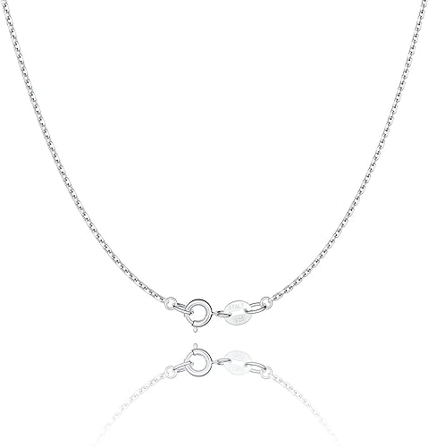 Jewlpire 925 Sterling Silber Kette für Damen und Mädchen, 1,1 mm Kabelkette, verbesserter Federringverschluss – dünn und robust – italienische Qualität, 16/18/20/22/24 Zoll