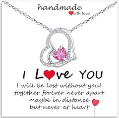 MISUMOR Halsketten für Damen, Herz-Halskette aus 925er-Sterlingsilber mit Gravur „Ich liebe dich“, Geburtsstein-Schmuck für Frauen, Geschenke für Ihre Frau, Mutter, zum Valentinstag, Geburtstag, Jahrestag, Weihnachten