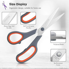 Scissors Bulk Set of 5-Pack, Niutop 8" Multipurpose Sharp Sewing Craft Fabric Scissors for Office Home High/Middle School Student Office Teacher Art Supplies, Soft Comfort-Grip Right/Left Handles