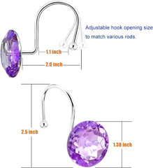 12PCS Shower Curtain Hooks Rings for Bathroom, Stainless Steel Rust Resistant Decorative Rhinestones Shower Curtain Rings Hangers for Shower Curtains, Clothing, Towels, etc.