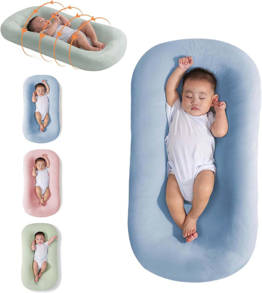 NBBVN Almohada para Tumbona para Bebés Recién Nacidos de 0 a 12 Meses, Almohada para Tumbona para Bebés, Cama Nido para Bebé Transpirable de Algodón Suave (Azul,0-12 Meses)