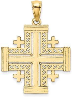 JERUSALEM-KREUZ (KREUZFAHRERKREUZ) Charm-Anhänger aus massivem 14-karätigem Gelbgold, 29 mm