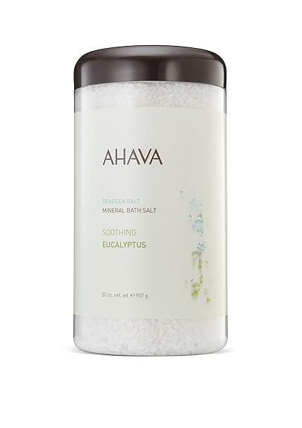 AHAVA Dead Sea Mineral Bath Salt- Intense Relaxation for Body & Mind, Elevates Moisture, Softens & Eases Sore Muscles, Enriched by Exclusive Dead Sea Salt & Osmoter blend, 32 oz