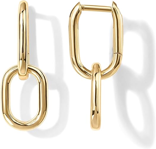 PAVOI 14K Gold Wandelbare Gliederohrringe für Damen | Ohrringe mit Büroklammer-Gliederkette | Tropfen-Ohrringe