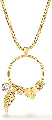 GNIRTSI Gold-Anfangshalskette für Frauen, Karma-Anhänger mit offenem Kreis und Herzblatt-Perlen, CZ, 14 Karat vergoldet, minimalistisch, zierliche 2-mm-Kastenkette, personalisierter, trendiger Schmuck, Geschenk für Sie, Buchstabe AZ