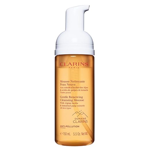 Clarins Gentle Renewing Cleansing Mousse | Cleanses, Gently Exfoliates & Refreshes | Foaming Mousse |Soap-No|SLS-No | Dermatologist Tested | Exfoliating Tamarind Pulp Extract Rich In AHAs | 5.5 Oz