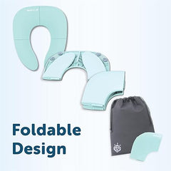 Jool Baby Folding Travel Potty Seat for Toddlers, Fits Round & Oval Toilets, Non-Slip Suction Cups, Includes Free Travel Bag (Aqua)