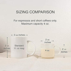 zenco living Espresso Cups (4 Ounce) with Large Handle, Set of 6 - Glass Coffee Cups for Nespresso Lungo, Double Espresso, Cortado