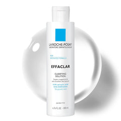 La Roche-Posay Effaclar Clarifying Solution Tónico para acné con ácido salicílico y ácido glicólico, tónico para piel grasa refinador de poros, exfoliante suave para destapar los poros y eliminar las células muertas de la piel 