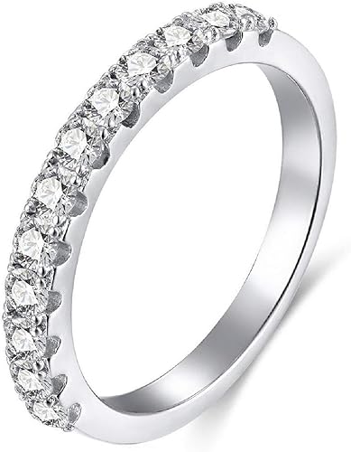 Women's Engagement Ring, D VVS1 Channel Set, 18K White Gold Plated S925 Sterling Silver Jewelry, a Valentine's Day Jewelry Gift. Rings Z-02