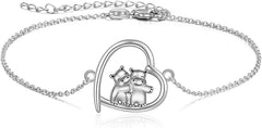 Charm-Armbänder Pinguin/Meerschweinchen/Nilpferd/Hamsa-Hand/Dinosaurier/Katze/Libelle/Herz/Berg/Pilz/Baum des Lebens. Pinguin-Geschenke, 925er Sterlingsilber, umarmende Pinguine, süßer Tierschmuck für Frauen, Schwester