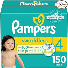 Pampers Swaddlers Diapers - Size 4, One Month Supply (150 Count), Ultra Soft Disposable Baby Diapers