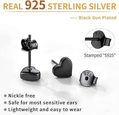 ChicSilver Hypoallergene Ohrstecker aus 925er-Sterlingsilber, zierliche, schlichte Herz-/Stern-/Mond-/Blitz-/Sonnenohrringe für Frauen (mit Geschenkbox)