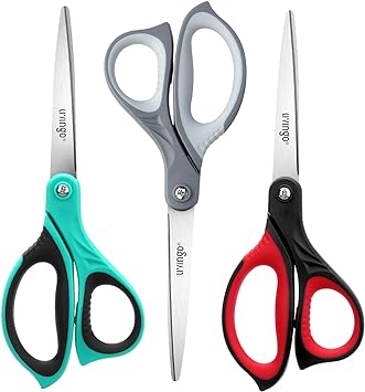 LIVINGO 8.5" Scissors All Purpose, 3 Pack Ultra Sharp Blade Shears, Professional Ergonomic Comfort Grip Scissors for Office School Home Supplies Fabric Sewing DIY Cutting General Use