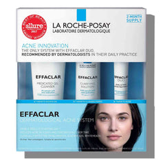 La Roche-Posay Effaclar Dermatologisches 3-Stufen-Akne-Behandlungssystem, Salicylsäure-Akne-Reiniger, Porenverfeinernder Toner und Benzoylperoxid-Punktbehandlung für empfindliche Haut, 2-Monats-Versorgung 