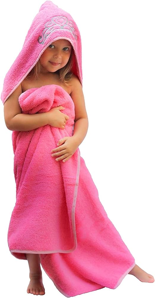 Ultra-Homes Toalla de baño para bebé Princesa [Rosa] Toallas con capucha para niñas de hasta 10 años - Toalla de bebé de gran tamaño con 100% algodón súper absorbente - Toalla de playa suave y acogedora