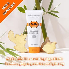 Foaming Polish Exfoliating Body Scrub & Face Wash - Dead Skin Exfoliant for Smooth Rough, Bumpy Skin I Ginger Root, Ginseng, Green Tea, Geranium Oil, & Camphor to Hydrate & Revive Dull, Dry Skin Cleanser & Body Wash -6.75 fl oz