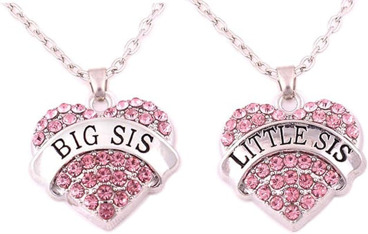 Charm.L Grace Kristall-Herz-Halsketten-Set für Mutter, große Schwester, mittlere kleine Schwester