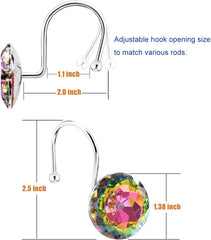 12PCS Shower Curtain Hooks Rings for Bathroom, Stainless Steel Rust Resistant Decorative Rhinestones Shower Curtain Rings Hangers for Shower Curtains, Clothing, Towels, etc.