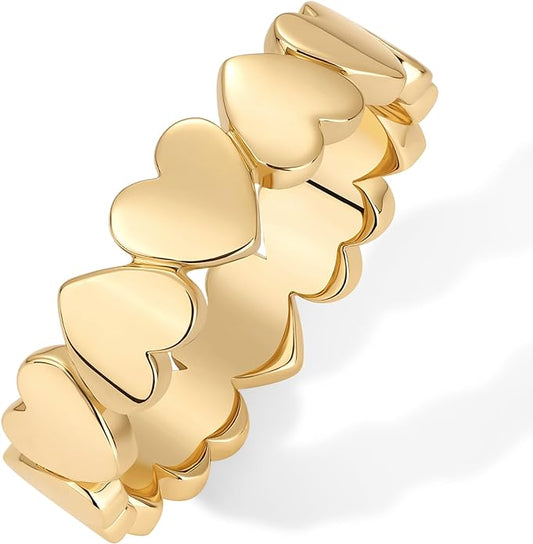 PAVOI 14K Gold Plated Heart Stackable Ring for Women | Love Valentines Statement Rings