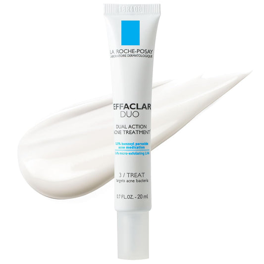 La Roche-Posay Effaclar Duo Crema para tratamiento de manchas de acné de doble acción con tratamiento para el acné con peróxido de benzoilo, crema para imperfecciones para acné y puntos negros, transparencia ligera, segura para pieles sensibles 