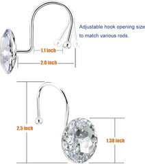 12PCS Shower Curtain Hooks Rings for Bathroom, Stainless Steel Rust Resistant Decorative Rhinestones Hangers for Shower Curtains, Clothing, Towels, etc.