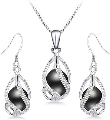 HENGSHENG 100% Natural Freshwater Pearl Jewelry Sets For Women Fashion 925 Sterling Silver Earrings&Pendant Wedding Jewelry