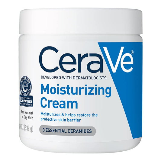 CeraVe Moisturizing Cream | Body and Face Moisturizer for Dry Skin | Body Cream with Hyaluronic Acid and Ceramides | Daily Moisturizer | Oil-Free | Fragrance Free | Non-Comedogenic | 19 Ounce