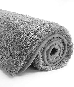 Suchtale Rug Non Slip Bath Mat (16 x 24, Grey) Water Absorbent Soft Microfiber Shaggy, Machine Washable Bath Rug for Bathroom Thick Plush Rugs for Shower