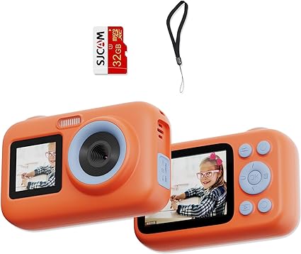 SJCAM Upgrade Cámara para niños con pantalla dual, regalos de cumpleaños de Navidad para niñas y niños de 3 a 10 años, cámaras de video digitales HD 1080P 44MP para niños pequeños, juguete portátil para niños de 3 4 5 6 7 8 9 10 años 