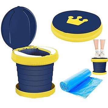 Portable Potty for Toddler Travel, Portable Folding Training Toilet Seat, Travel Potties Foldable Toilet, Travel Potty Chair for Kids, Portable Toilet for Camping, Outdoor, Indoor (Blue)